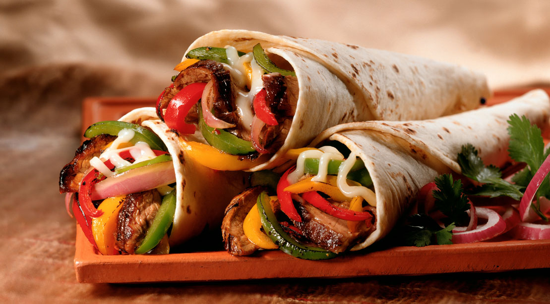 Beef Steck Fajeta Wrap Calorie 339, Protein 33, Fate 9.5, Carbs 29