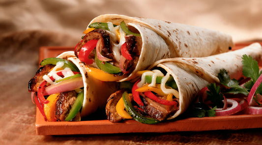 Beef Steck Fajeta Wrap       Calorie 339, Protein 33, Fate 9.5, Carbs 29