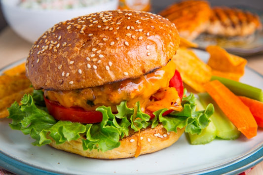 Buffalo Burger.      Calorie 360, protein 39, Fat 09, Carbs 31