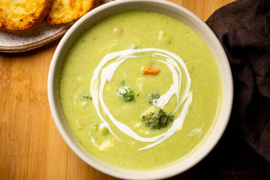 Broccoli Soup          Calorie 70.9, Protein 2.7, Carbs 7.6, Fat 3.3