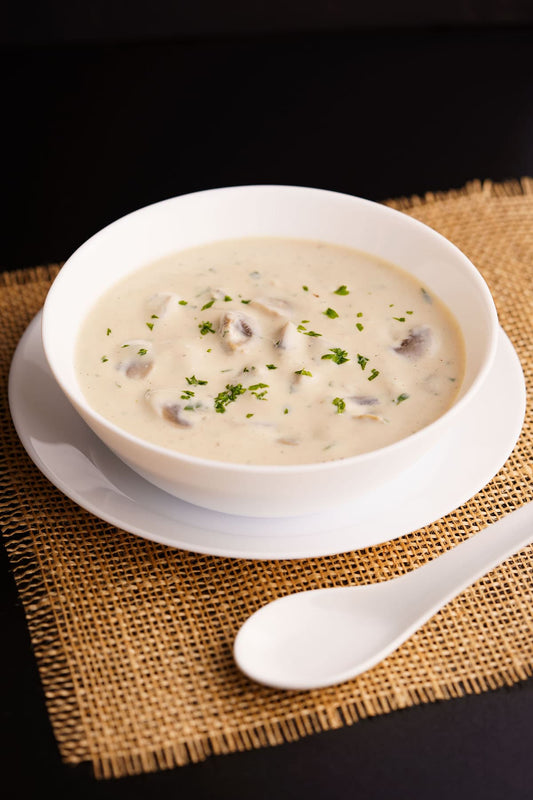 Mushroom Soup          Calorie 24, Protein  2, Carbs  2.3 , Fat  0.8